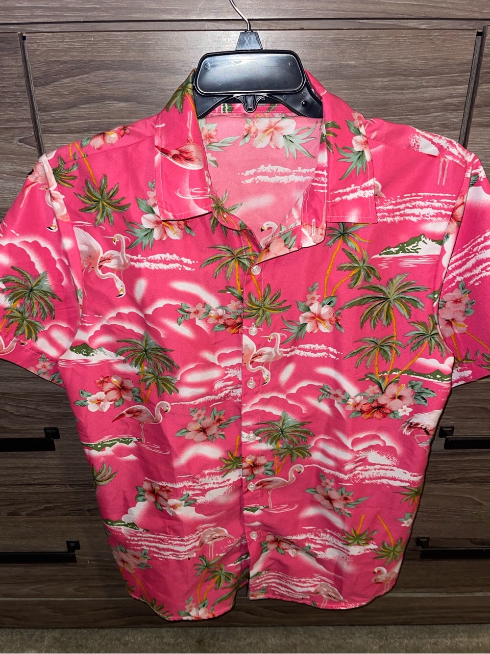 Men / Teen - Pink Tropical / Hawiian Print Short-Sleeve Shirt ( NEVER WORN )
